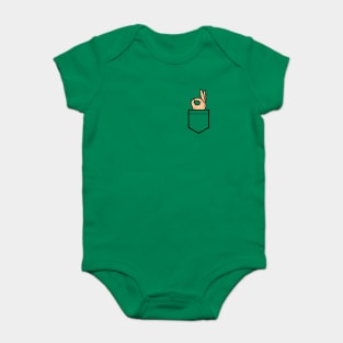 Pocket Ok Sign Baby Bodysuit